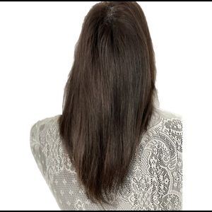 Virgin Hair Long Wig with curtain bangs. Custom